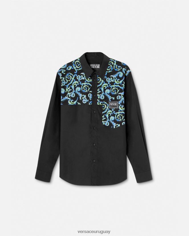 Versace boceto de camisa de alta costura hombres blanco negro ropa H88R0H2375