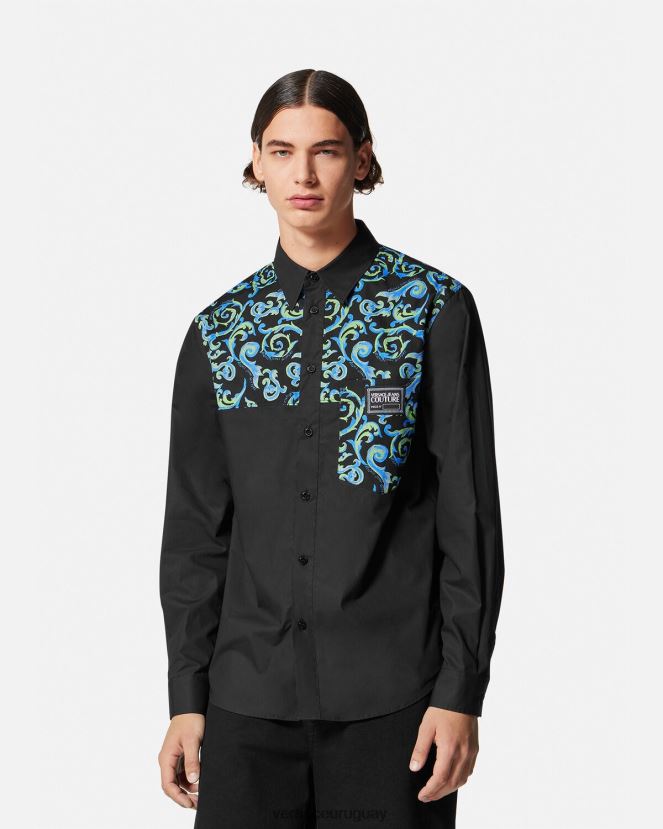 Versace boceto de camisa de alta costura hombres blanco negro ropa H88R0H2375