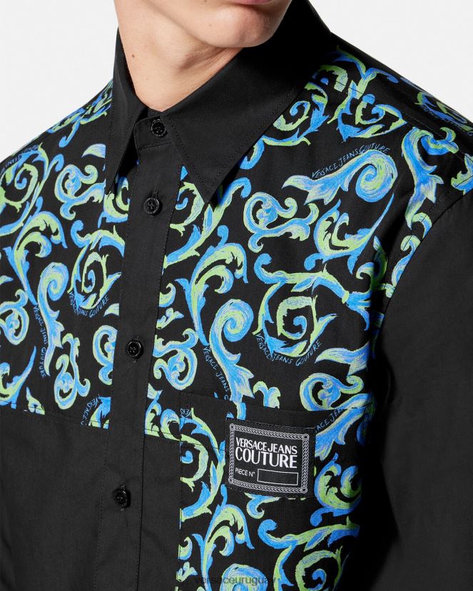 Versace boceto de camisa de alta costura hombres blanco negro ropa H88R0H2375