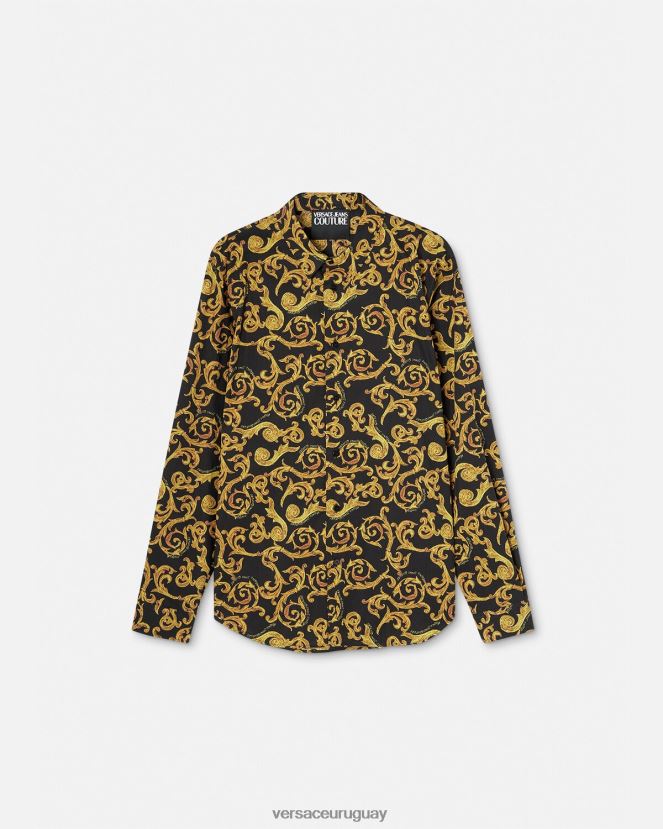 Versace boceto de camisa de alta costura hombres oro negro ropa H88R0H2376