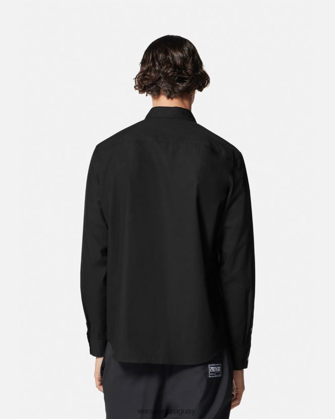 Versace camisa con emblema en V hombres oro negro ropa H88R0H2402
