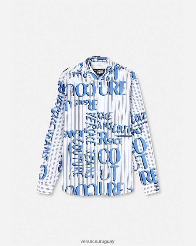 Versace camisa con logo y garabato hombres blanco ropa H88R0H2374