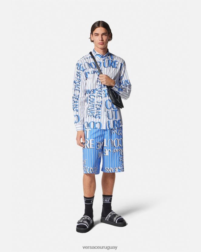 Versace camisa con logo y garabato hombres blanco ropa H88R0H2374