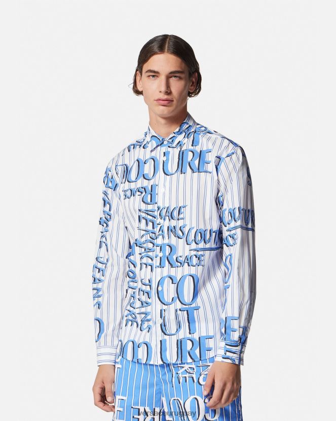 Versace camisa con logo y garabato hombres blanco ropa H88R0H2374