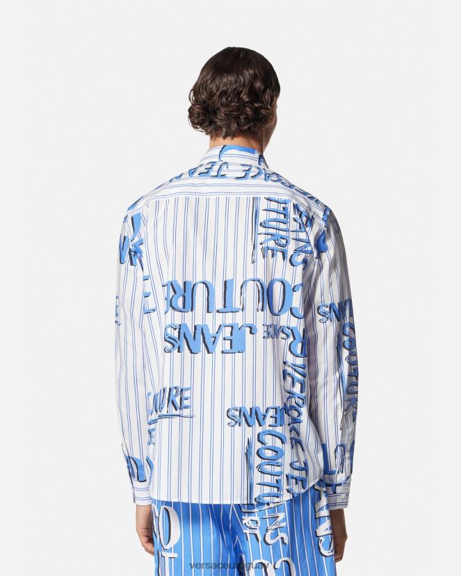 Versace camisa con logo y garabato hombres blanco ropa H88R0H2374