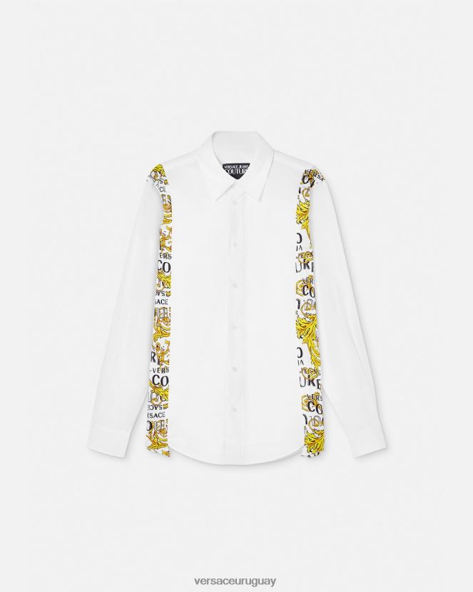 Versace camisa de alta costura con logo hombres blanco ropa H88R0H2399