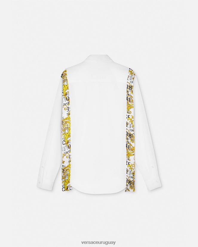 Versace camisa de alta costura con logo hombres blanco ropa H88R0H2399