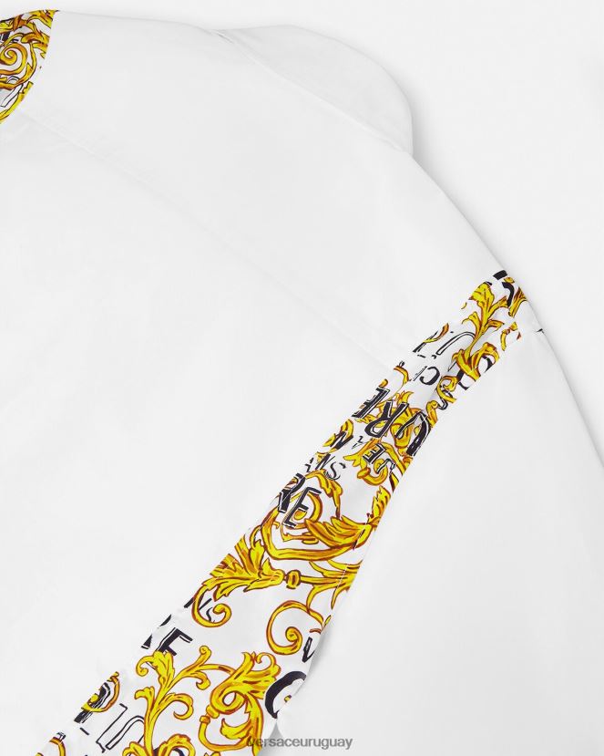 Versace camisa de alta costura con logo hombres blanco ropa H88R0H2399