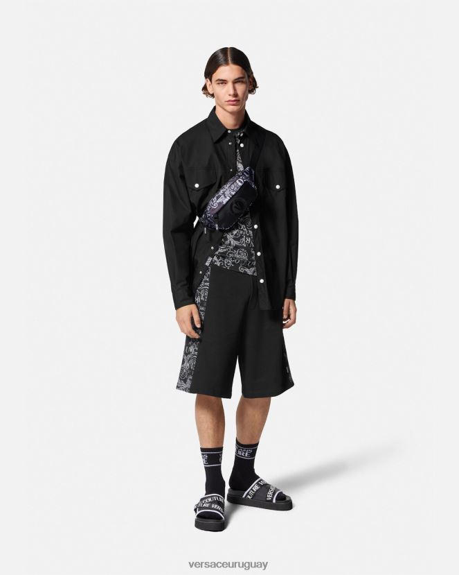 Versace camiseta con logo y número de pieza hombres negro ropa H88R0H2401