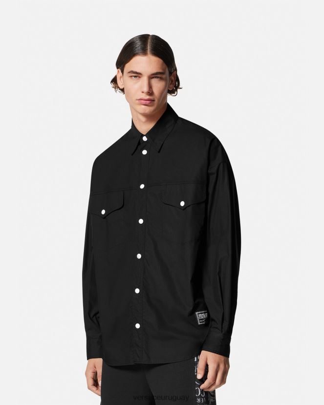 Versace camiseta con logo y número de pieza hombres negro ropa H88R0H2401