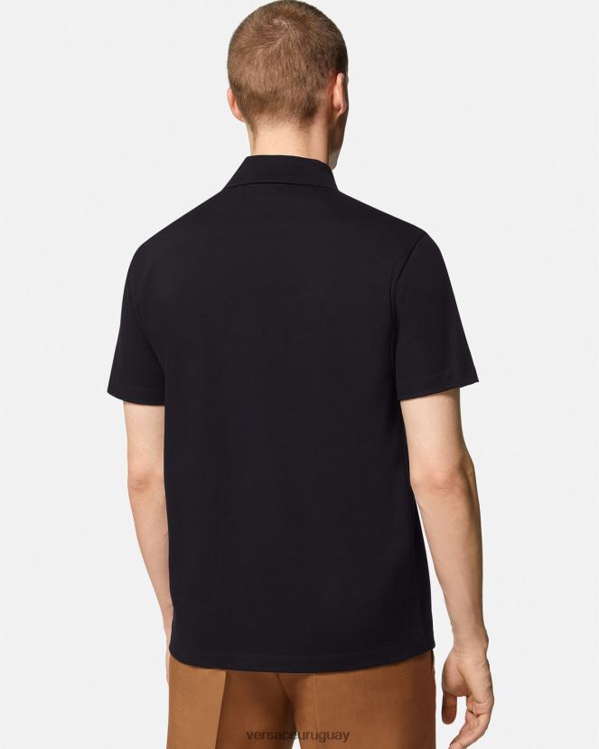 Versace playera tipo polo con bordado de Medusa hombres negro ropa H88R0H1398