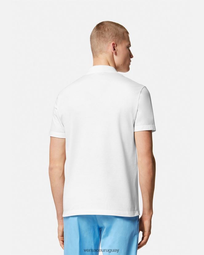 Versace playera tipo polo con logo barroco y conchas marinas hombres blanco ropa H88R0H1361