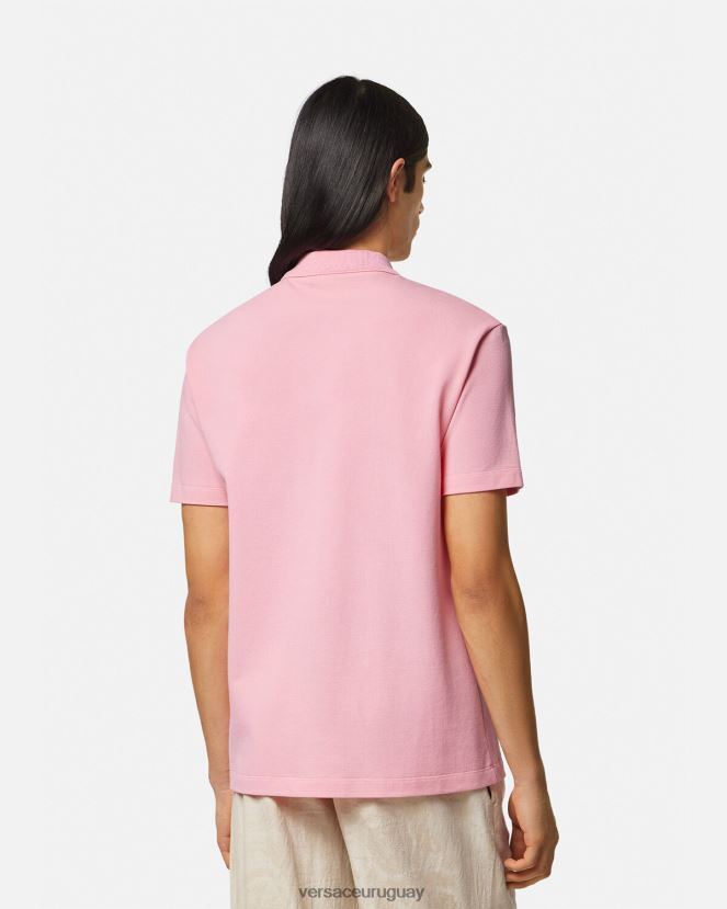 Versace playera tipo polo con logo barroco y conchas marinas hombres rosa ropa H88R0H1365