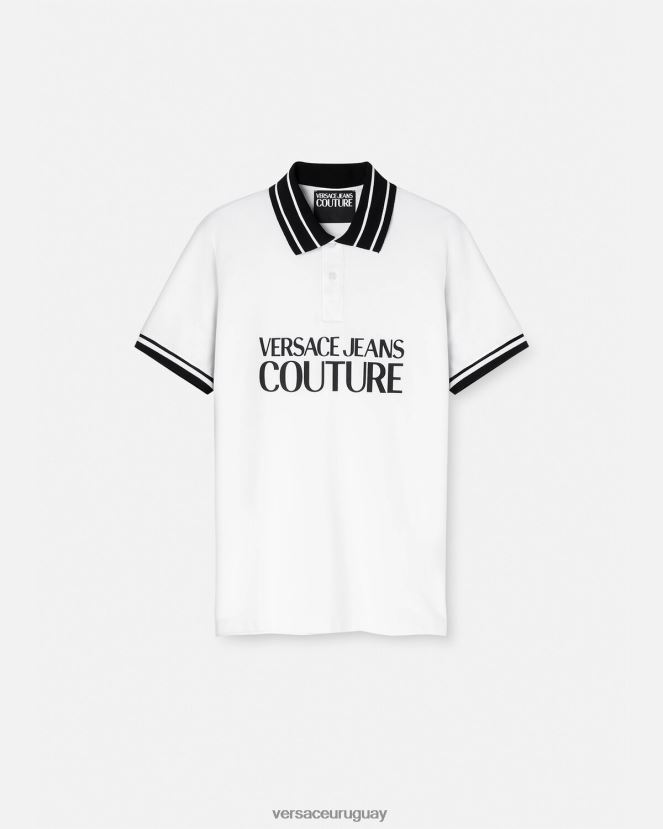 Versace playera tipo polo con logo hombres blanco ropa H88R0H2360