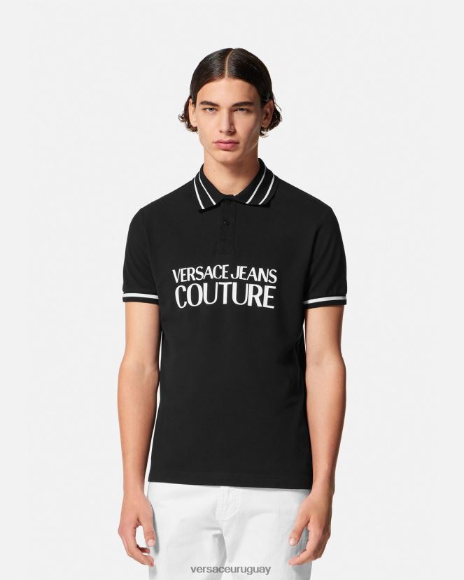 Versace playera tipo polo con logo hombres negro ropa H88R0H2361