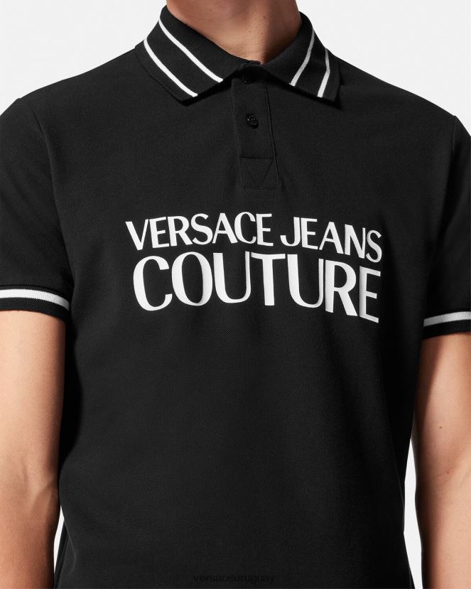 Versace playera tipo polo con logo hombres negro ropa H88R0H2361