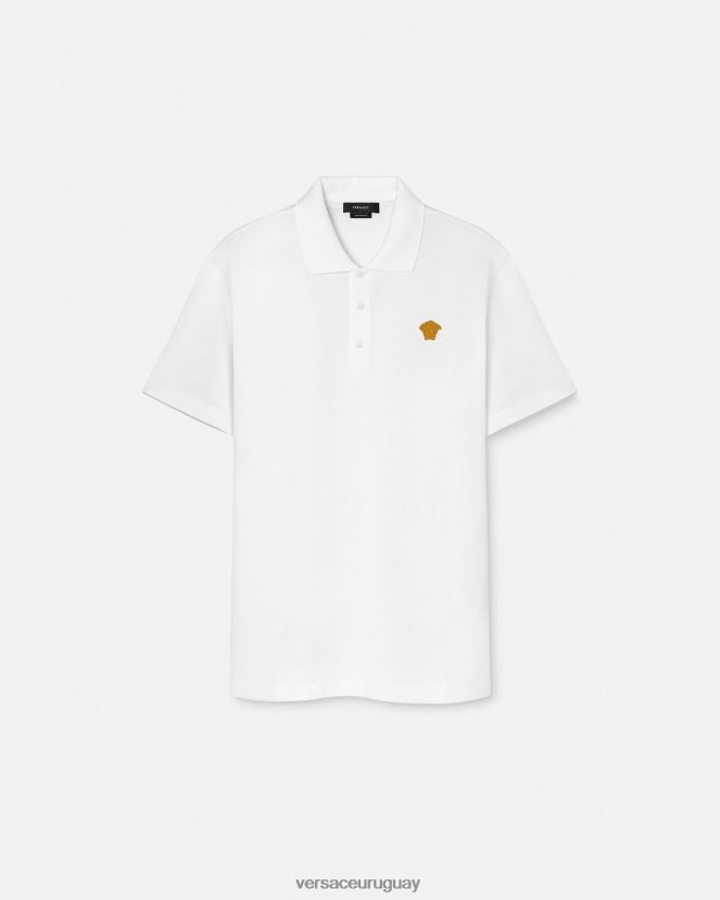 Versace playera tipo polo con medusa hombres blanco ropa H88R0H1372