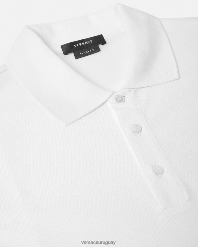 Versace playera tipo polo con medusa hombres blanco ropa H88R0H1372