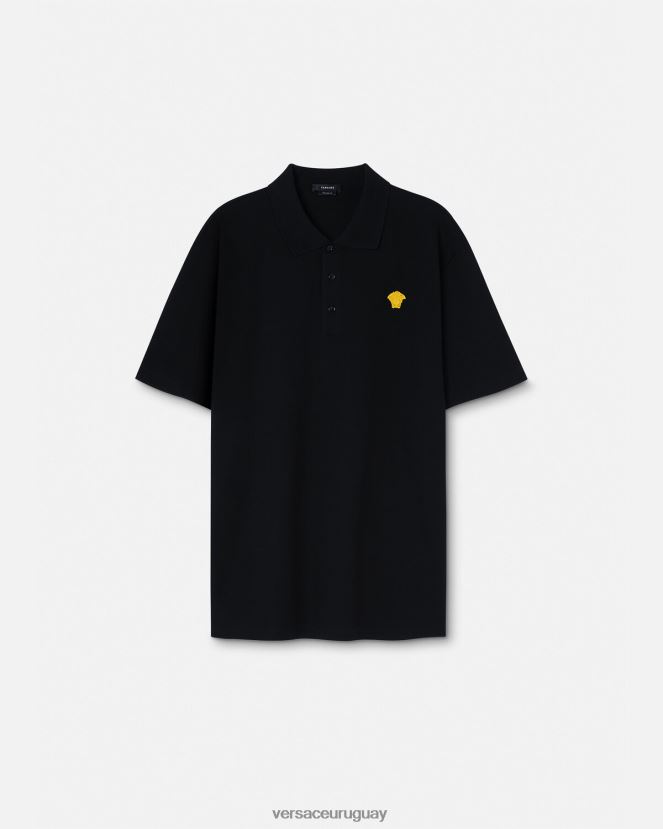 Versace playera tipo polo con medusa hombres negro ropa H88R0H1373
