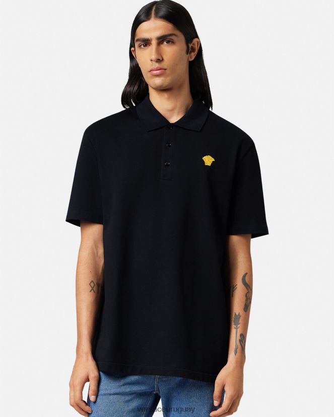Versace playera tipo polo con medusa hombres negro ropa H88R0H1373