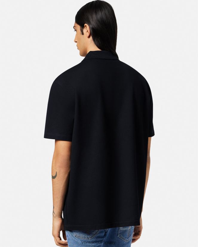 Versace playera tipo polo con medusa hombres negro ropa H88R0H1373