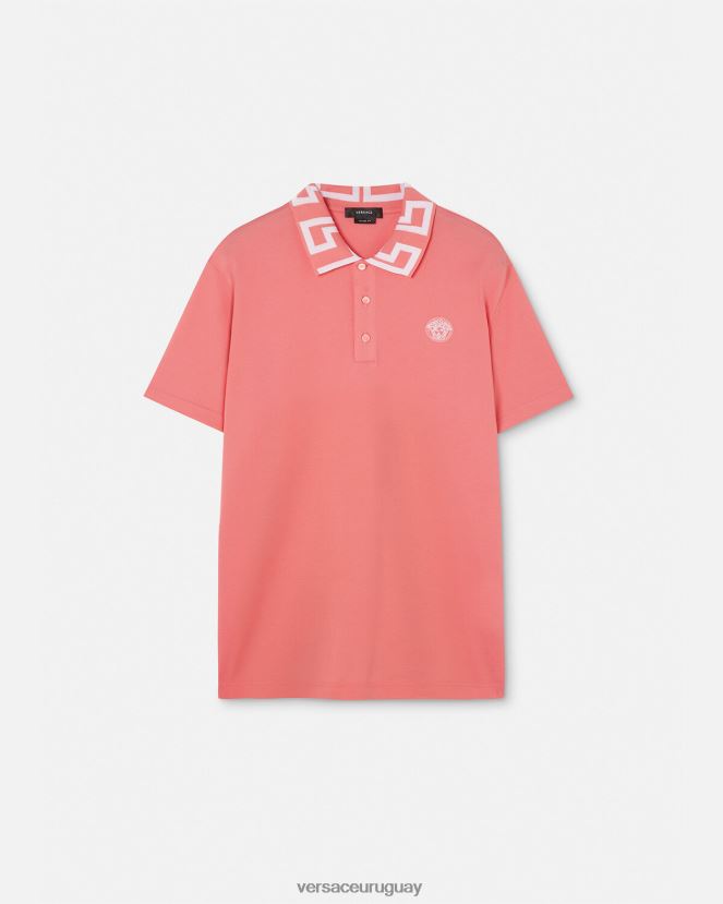 Versace polo con medusa greca hombres rosa ropa H88R0H1357