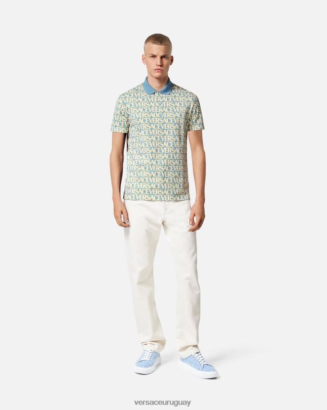 Versace polo de manga corta en toda la prenda hombres imprimir ropa H88R0H1355