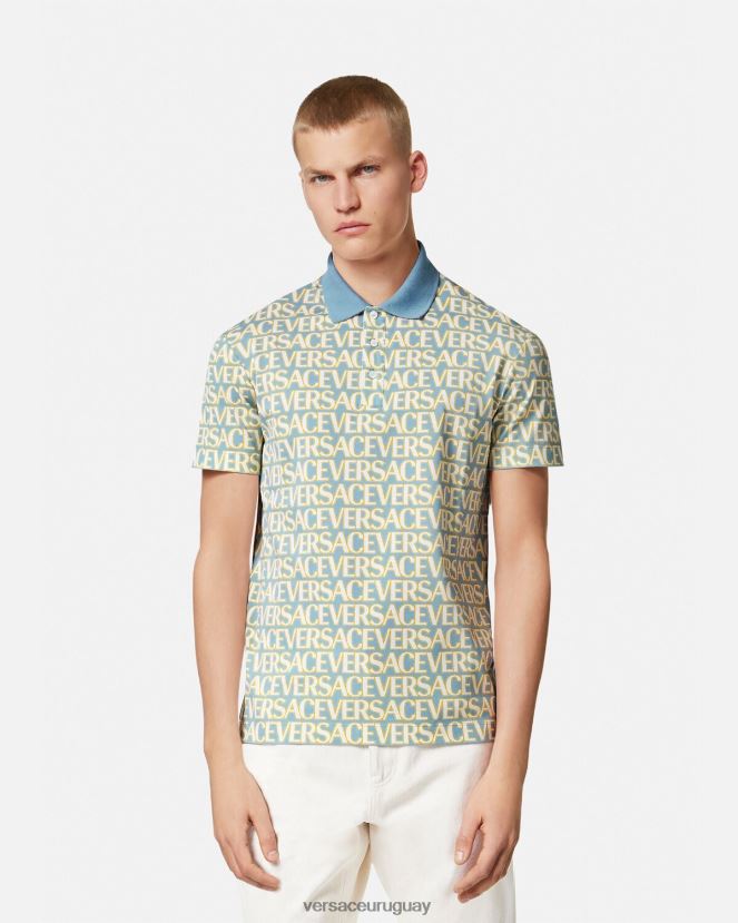 Versace polo de manga corta en toda la prenda hombres imprimir ropa H88R0H1355