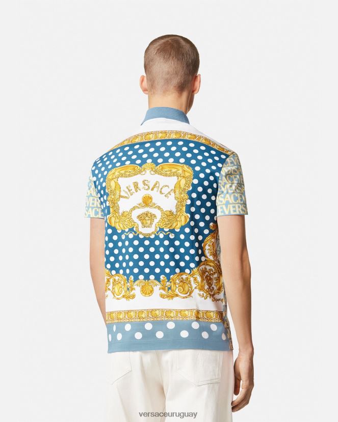 Versace polo de manga corta en toda la prenda hombres imprimir ropa H88R0H1355