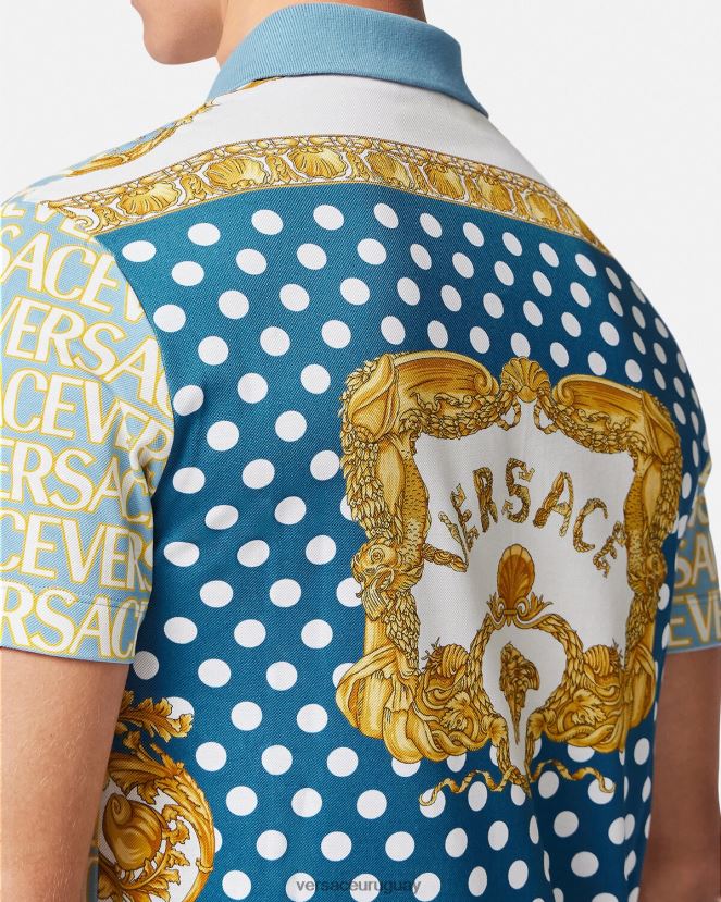 Versace polo de manga corta en toda la prenda hombres imprimir ropa H88R0H1355