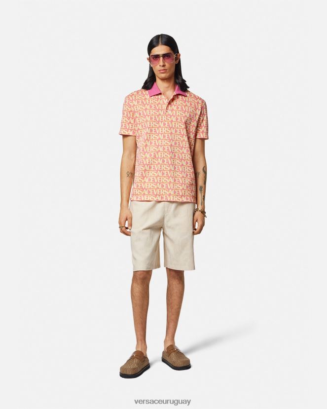 Versace polo de manga corta en toda la prenda hombres imprimir ropa H88R0H1356