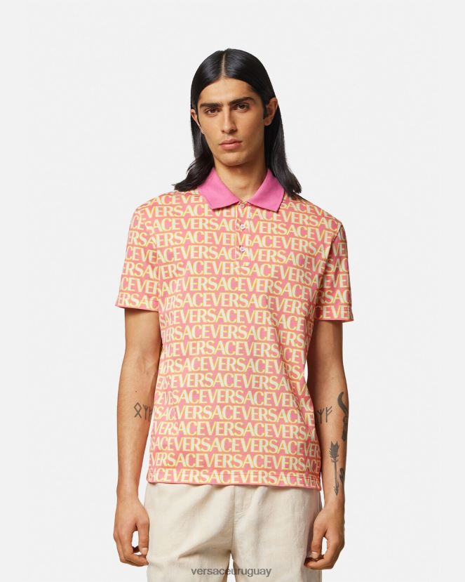 Versace polo de manga corta en toda la prenda hombres imprimir ropa H88R0H1356