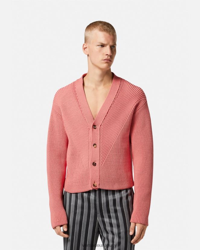 Versace cárdigan de punto en intarsia hombres rosa ropa H88R0H1334