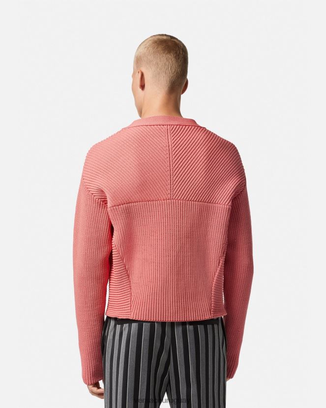 Versace cárdigan de punto en intarsia hombres rosa ropa H88R0H1334
