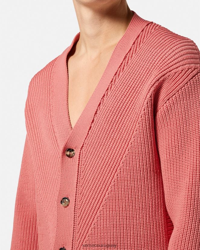 Versace cárdigan de punto en intarsia hombres rosa ropa H88R0H1334