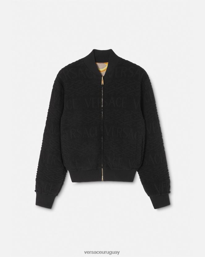 Versace chaqueta bomber reversible barroco 660 hombres negro ropa H88R0H1351