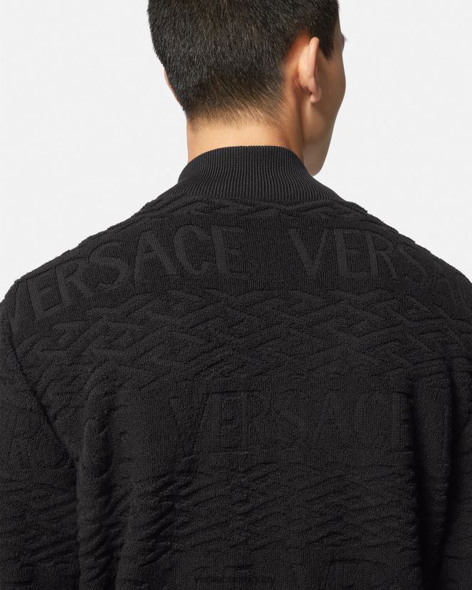 Versace chaqueta bomber reversible barroco 660 hombres negro ropa H88R0H1351