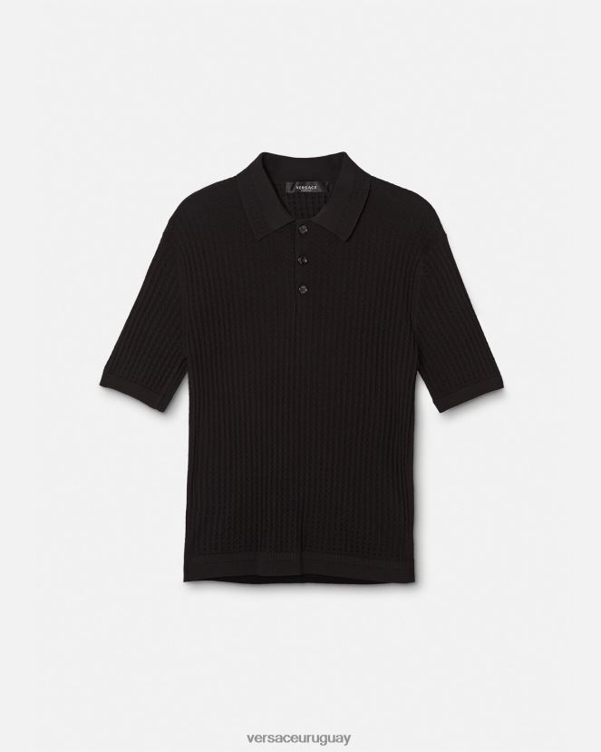 Versace polo con grecas hombres negro ropa H88R0H1337