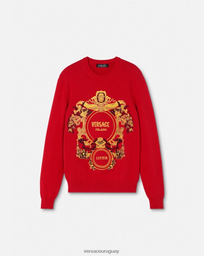 Versace suéter con bordado barroco en intarsia hombres rojo ropa H88R0H1345