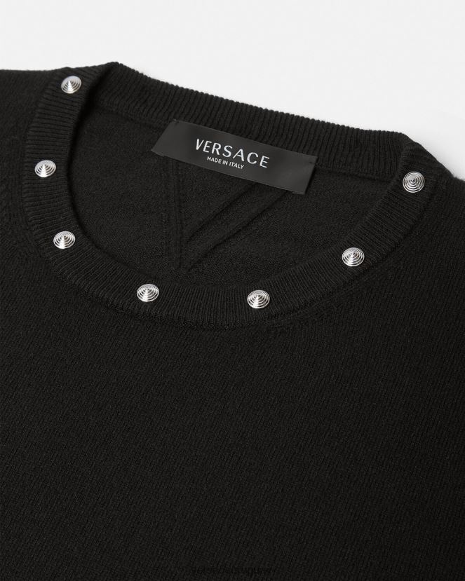 Versace suéter con tachuelas en espiral hombres negro ropa H88R0H1346