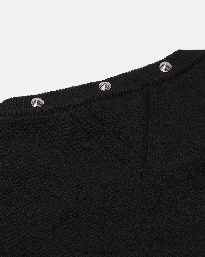 Versace suéter con tachuelas en espiral hombres negro ropa H88R0H1346