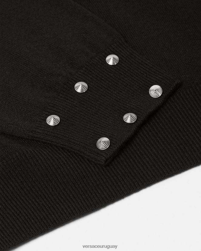 Versace suéter con tachuelas en espiral hombres negro ropa H88R0H1346