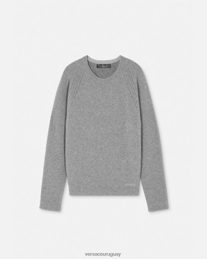 Versace suéter de cachemira con greca hombres gris ropa H88R0H1333