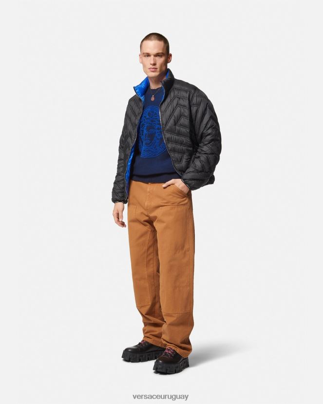 Versace suéter de felpa con medusa la greca hombres azul ropa H88R0H1338