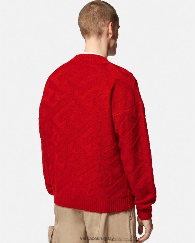 Versace suéter de punto la greca hombres rojo ropa H88R0H1342