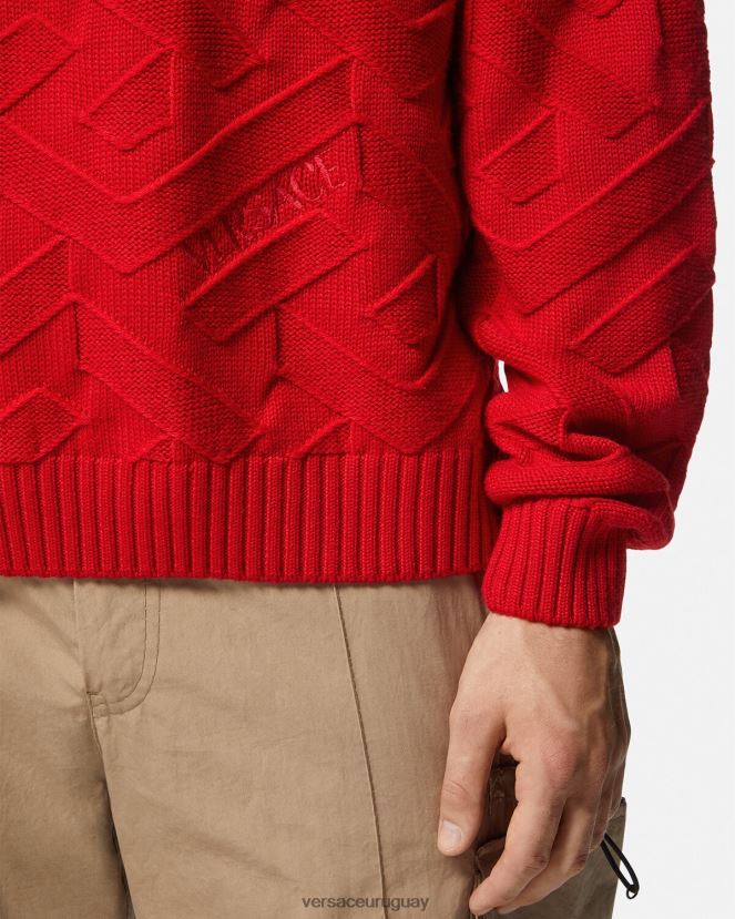 Versace suéter de punto la greca hombres rojo ropa H88R0H1342