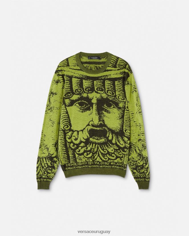 Versace suéter jacquard la maschera hombres verde ropa H88R0H1336