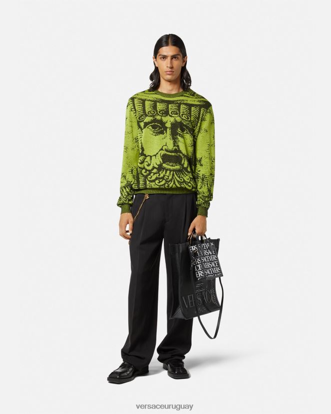 Versace suéter jacquard la maschera hombres verde ropa H88R0H1336