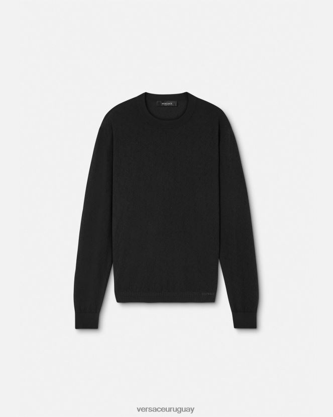 Versace suéter la greca en mezcla de seda hombres negro ropa H88R0H1332