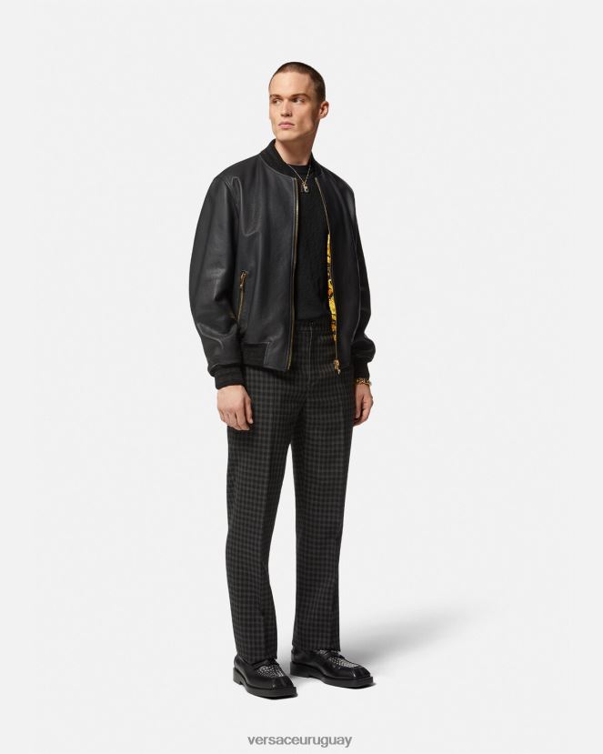 Versace suéter la greca en mezcla de seda hombres negro ropa H88R0H1332